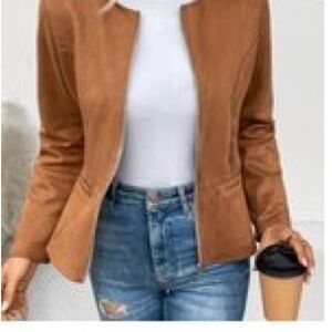 Casual Coat, Women's Solid Zip Up Long Sleeve Round Neck Jacket With Pockets M